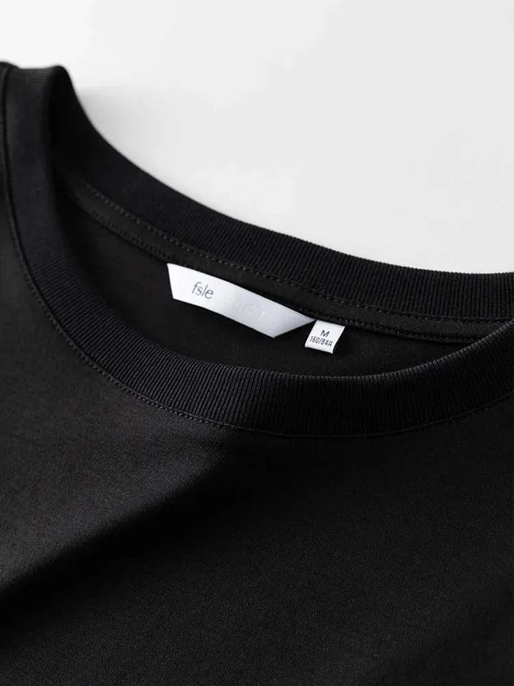 Round Neck White Black Top Women Short Sleeve Tee