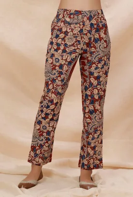 Rust Red Kalamkari Cotton Pants