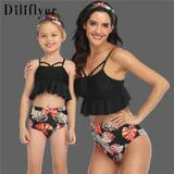 Swimsuit New Printed Ruffles  Girls' High Waist Split