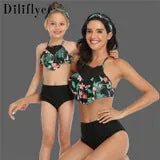 Swimsuit New Printed Ruffles  Girls' High Waist Split