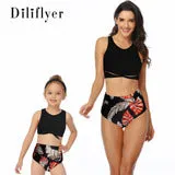 Swimsuit New Printed Ruffles  Girls' High Waist Split