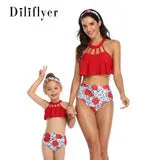 Swimsuit New Printed Ruffles  Girls' High Waist Split