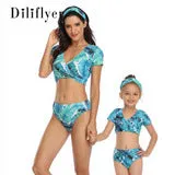 Swimsuit New Printed Ruffles  Girls' High Waist Split