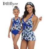 Swimsuit New Printed Ruffles  Girls' High Waist Split