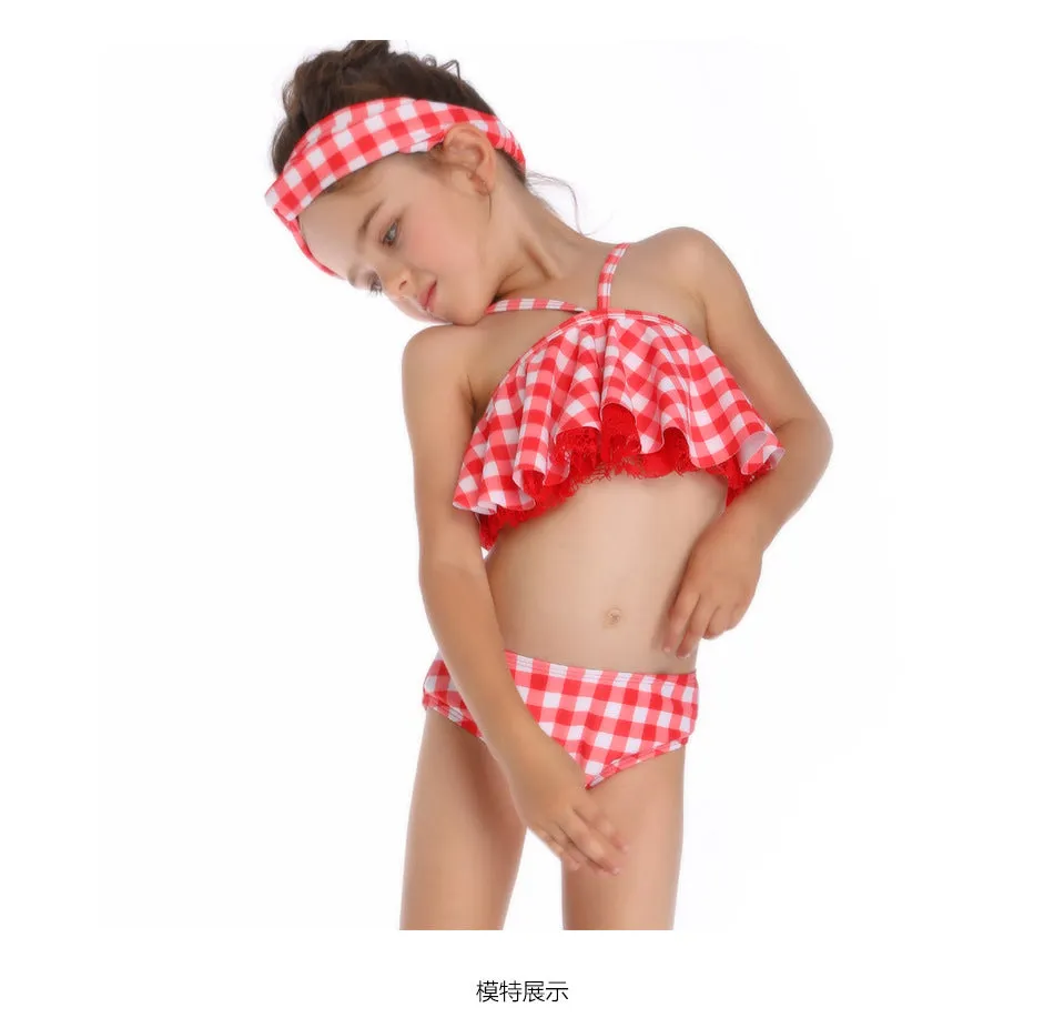 Swimsuit New Printed Ruffles  Girls' High Waist Split