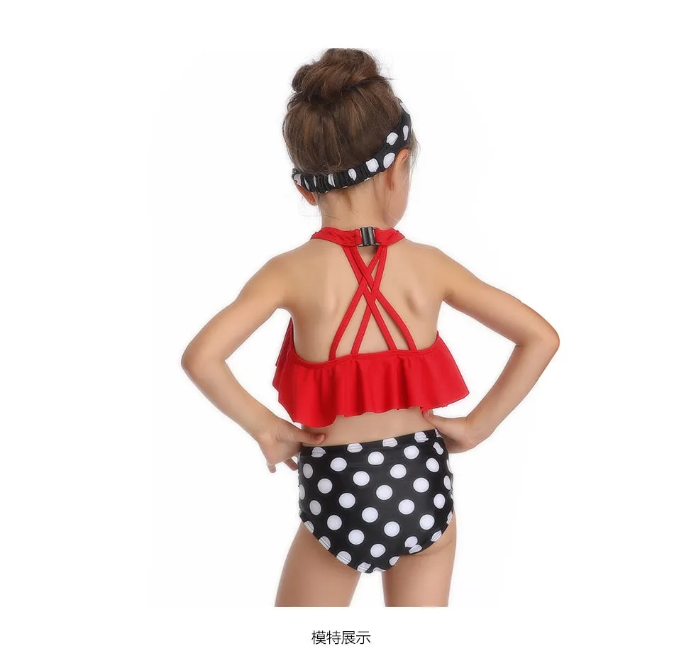 Swimsuit New Printed Ruffles  Girls' High Waist Split