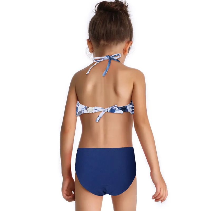 Swimsuit New Printed Ruffles  Girls' High Waist Split