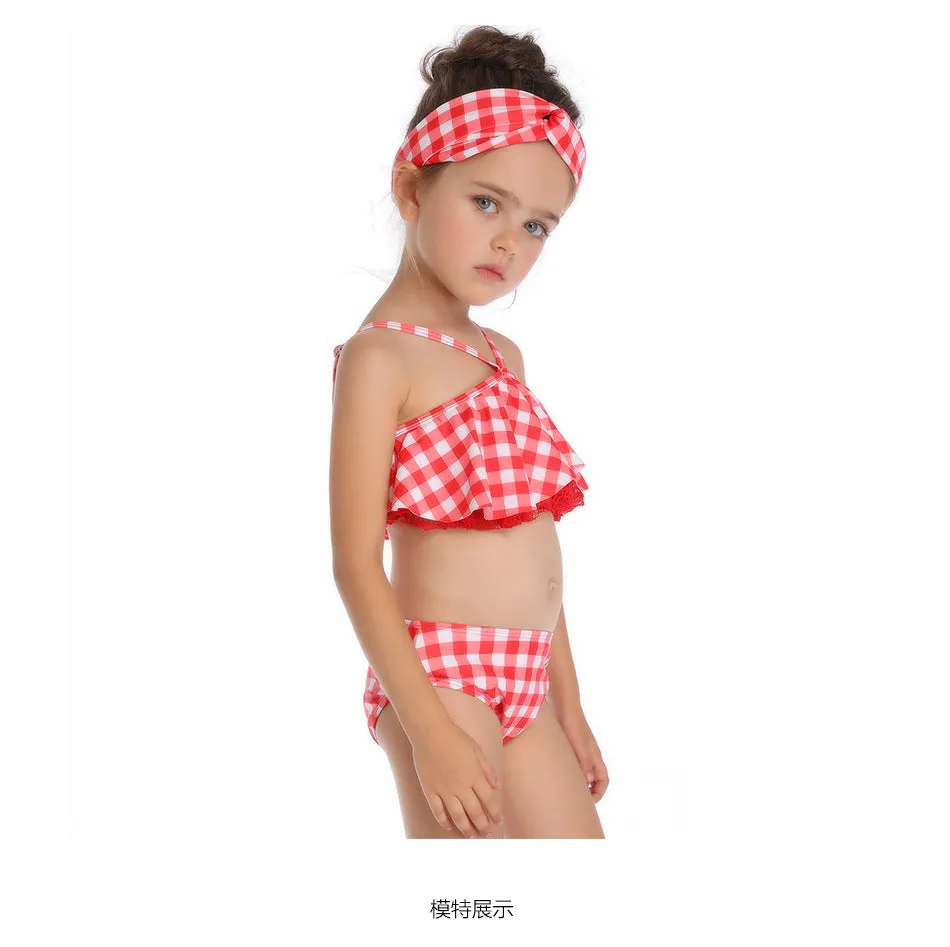 Swimsuit New Printed Ruffles  Girls' High Waist Split