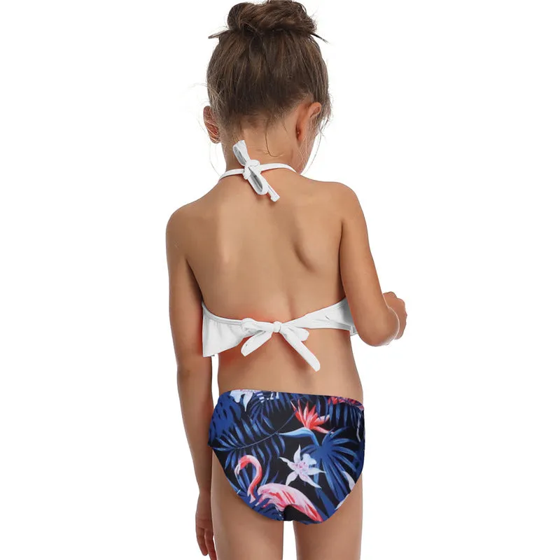 Swimsuit New Printed Ruffles  Girls' High Waist Split