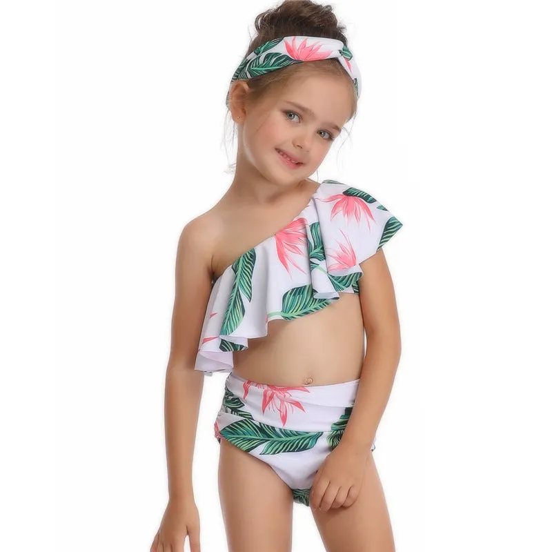 Swimsuit New Printed Ruffles  Girls' High Waist Split