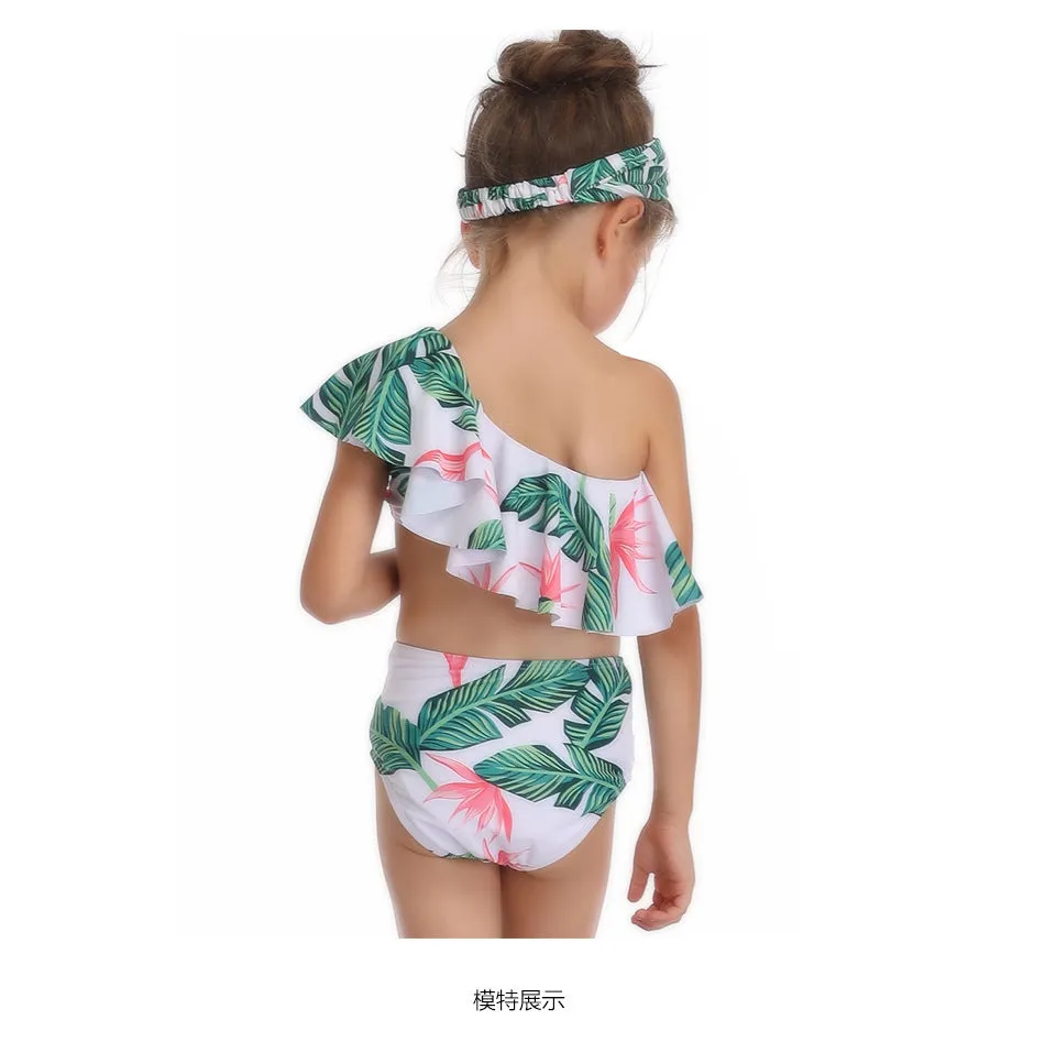 Swimsuit New Printed Ruffles  Girls' High Waist Split