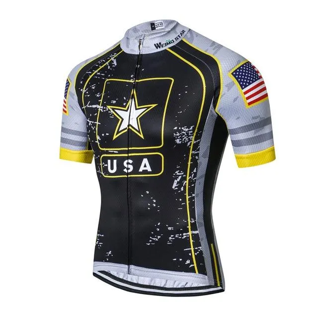 Weimostar USA Cycling Jersey mens mtb Jerseys road Bike bicycle shirts Short Sleeve Ropa Ciclismo maillot Racing tops UK Blue