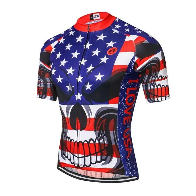 Weimostar USA Cycling Jersey mens mtb Jerseys road Bike bicycle shirts Short Sleeve Ropa Ciclismo maillot Racing tops UK Blue