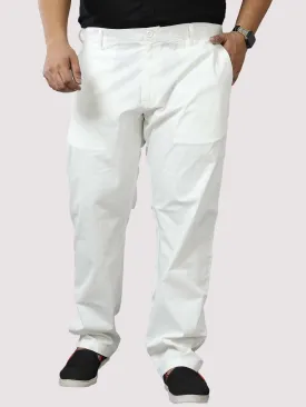 White Twill Lycra Trouser  Men's Plus Size