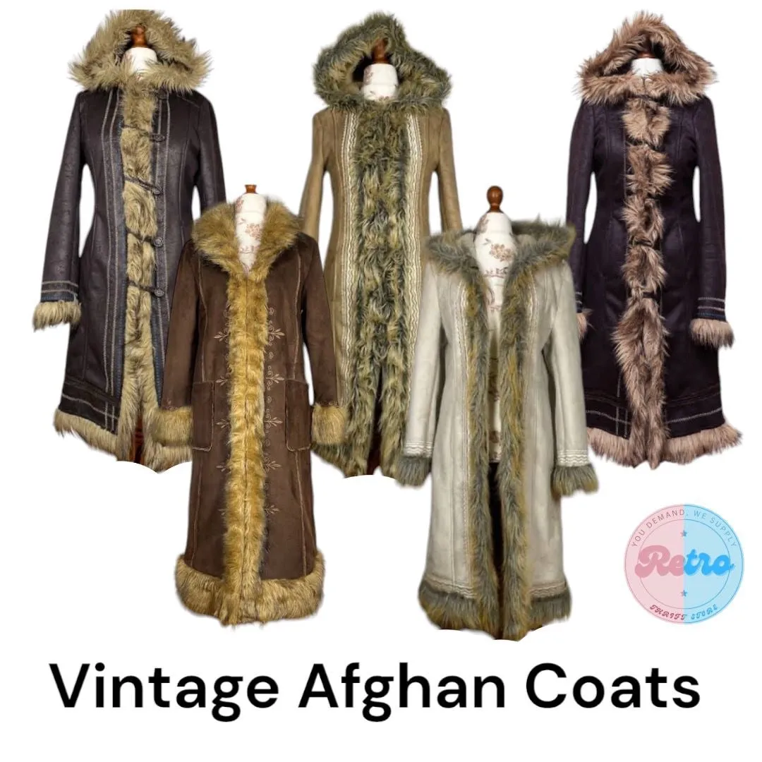 Y2K Embroidered Afghan Coats: 10 Pcs